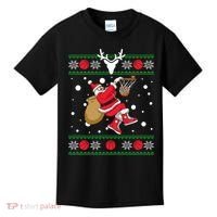 Santa Dunking Basketball Ugly Christmas Kids T-Shirt thumb 0