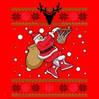 Santa Dunking Basketball Ugly Christmas Santa Hat thumb 1