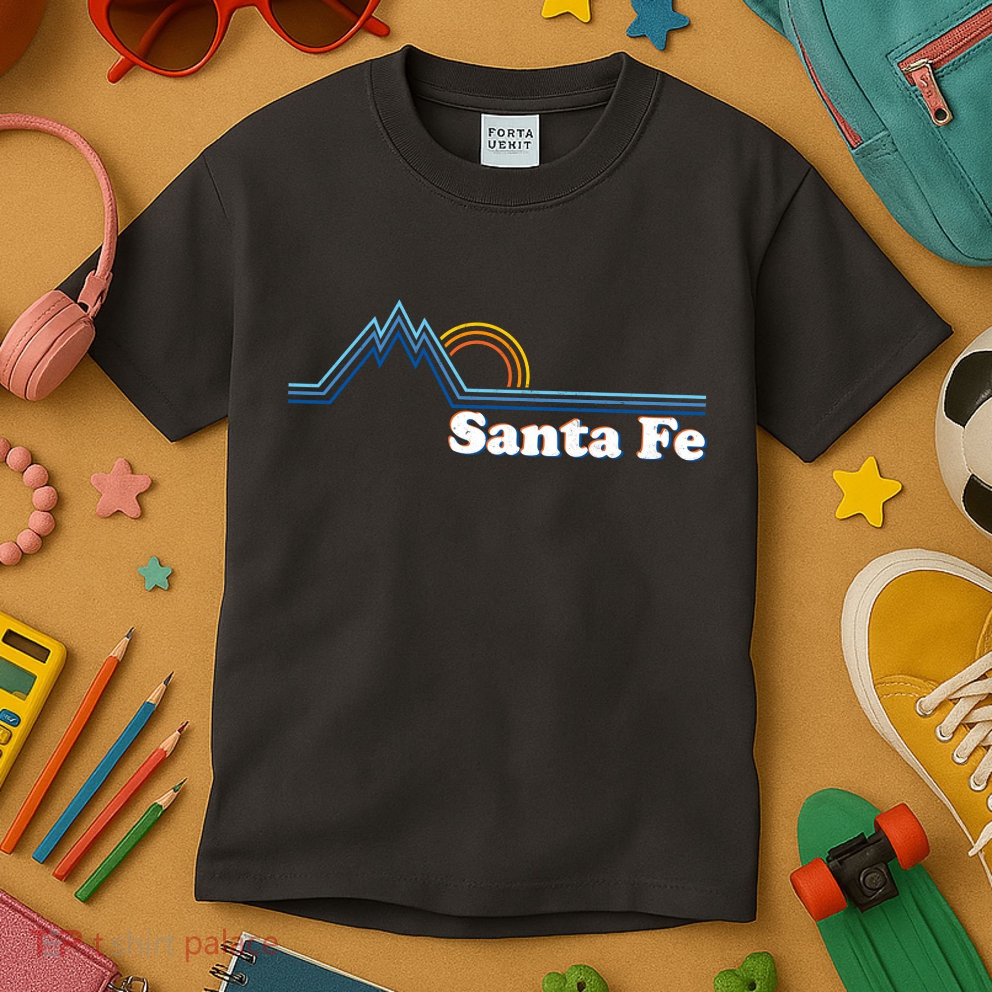 Santa Fe New Mexico Retro Logo Kids T-Shirt