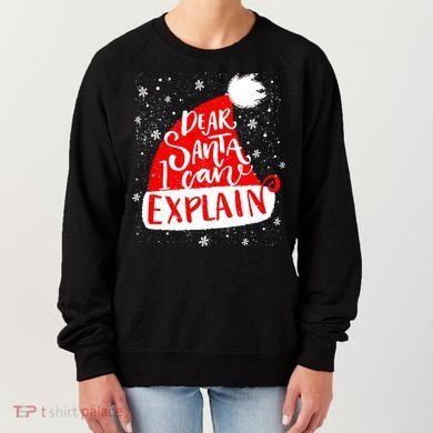 Santa Hat Dear Santa I Can Explain Christmas Women's Sweatshirt
