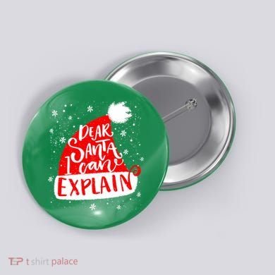 Santa Hat Dear Santa I Can Explain Christmas Button