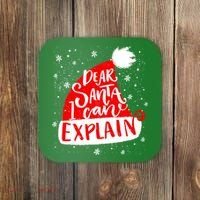 Santa Hat Dear Santa I Can Explain Christmas Coaster thumb 0