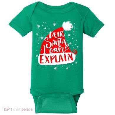 Santa Hat Dear Santa I Can Explain Christmas Baby Bodysuit