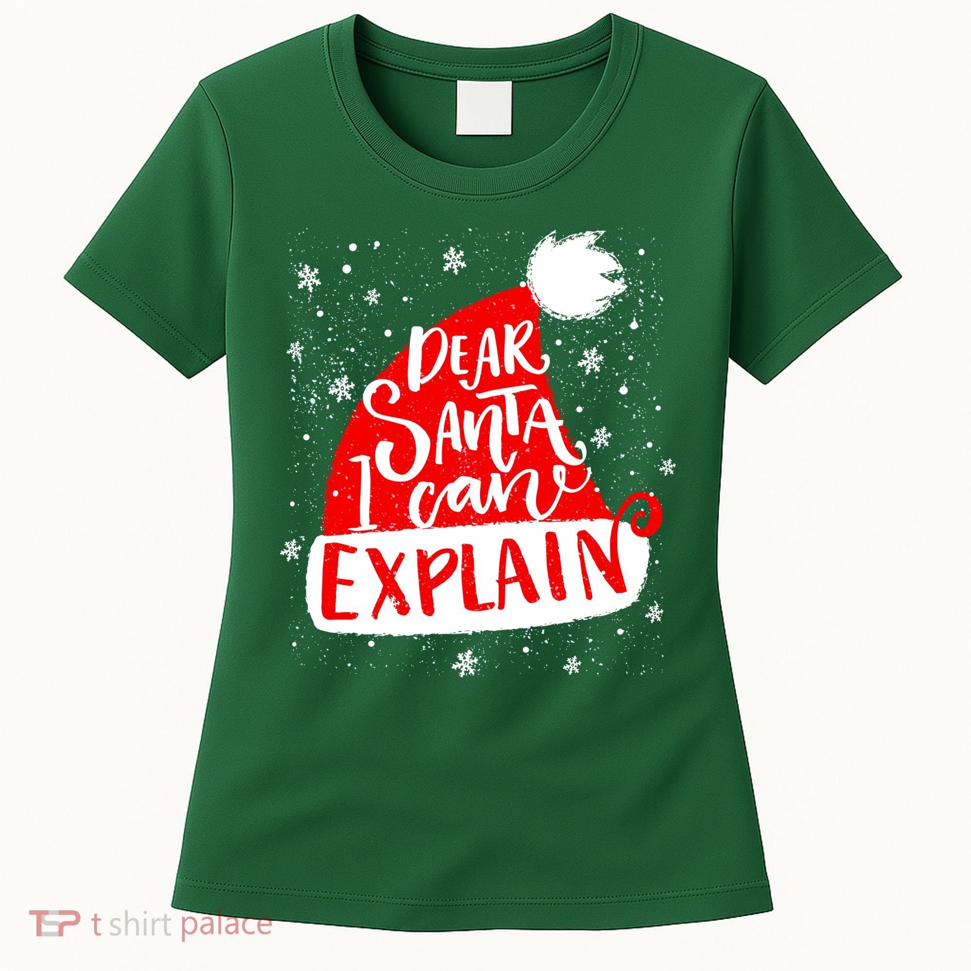Santa Hat Dear Santa I Can Explain Christmas Women's T-Shirt