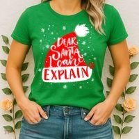 Santa Hat Dear Santa I Can Explain Christmas Women's T-Shirt thumb 2