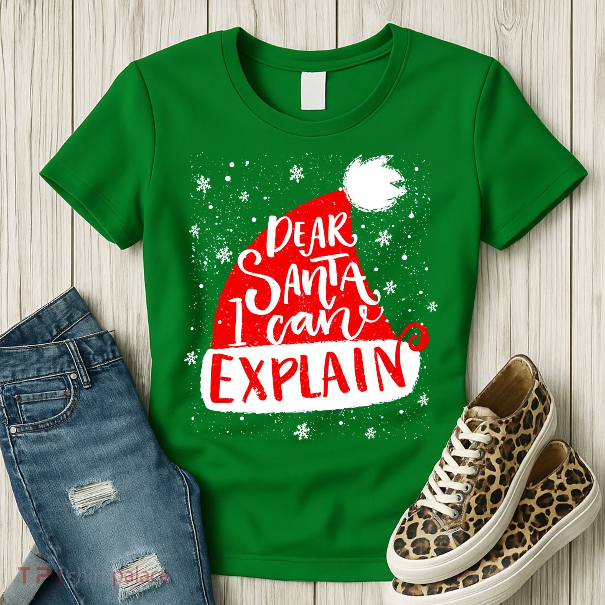 Santa Hat Dear Santa I Can Explain Christmas Women's T-Shirt