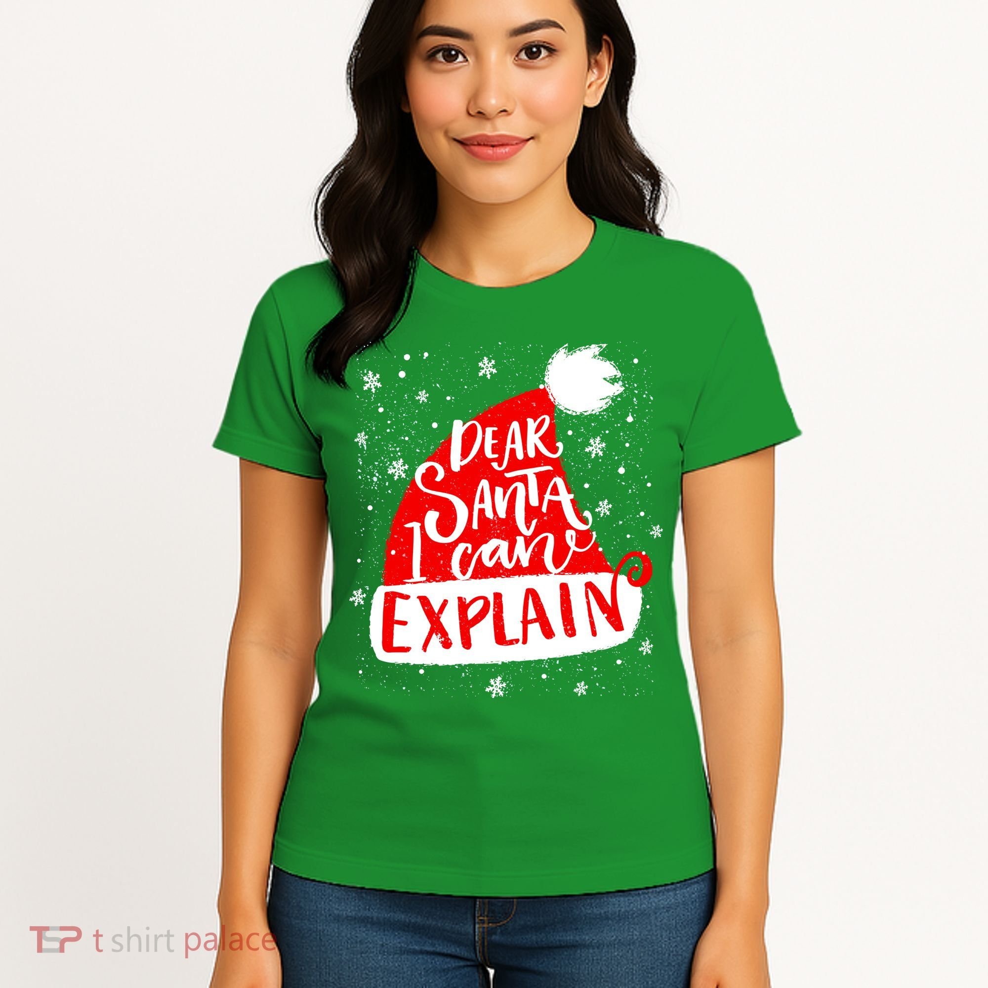 Santa Hat Dear Santa I Can Explain Christmas Women's T-Shirt
