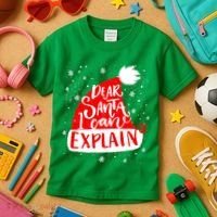 Santa Hat Dear Santa I Can Explain Christmas Kids T-Shirt thumb 3