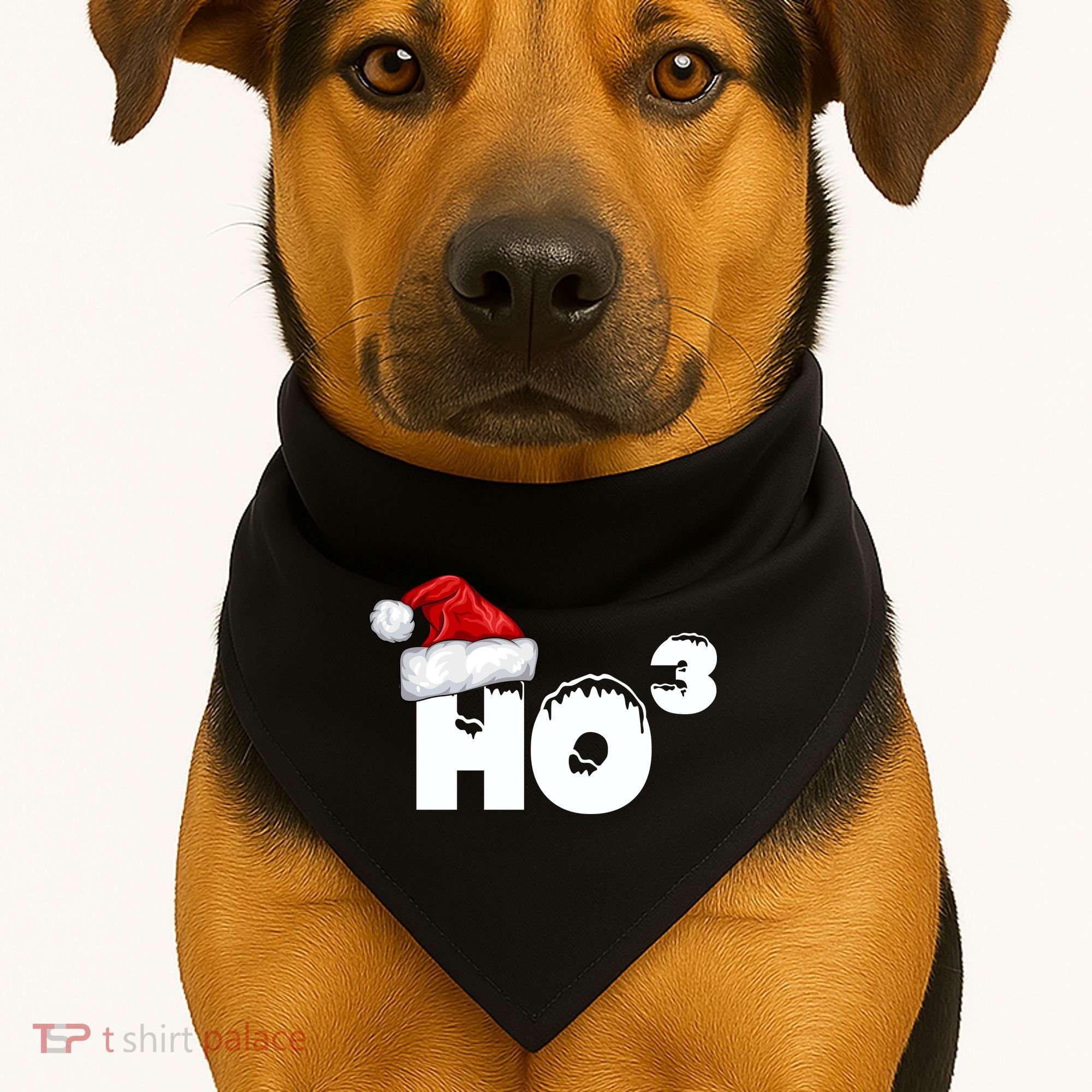 Santa HO HO3 Christmas Funny USA-Made Doggie Bandana