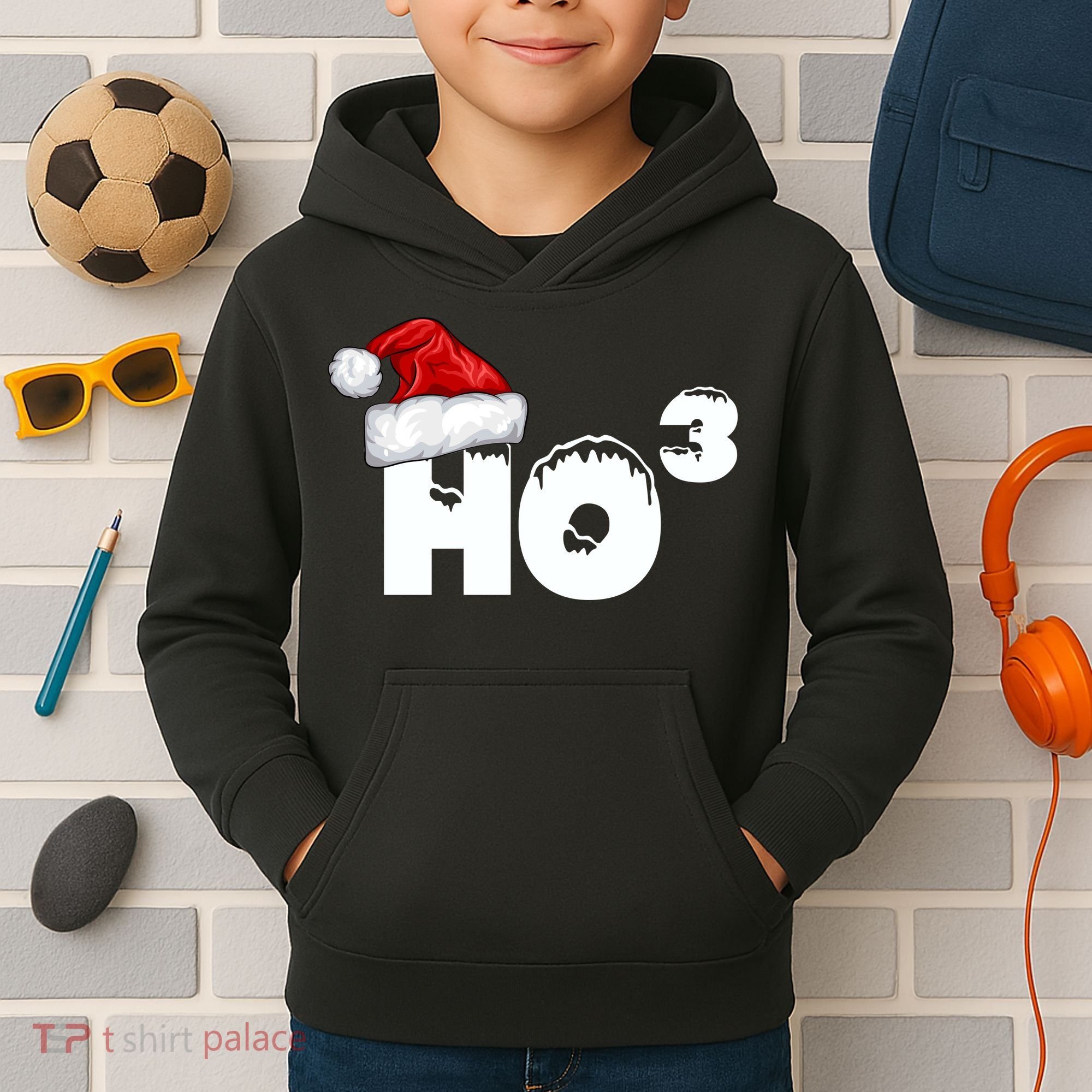 Santa HO HO3 Christmas Funny Kids Hoodie
