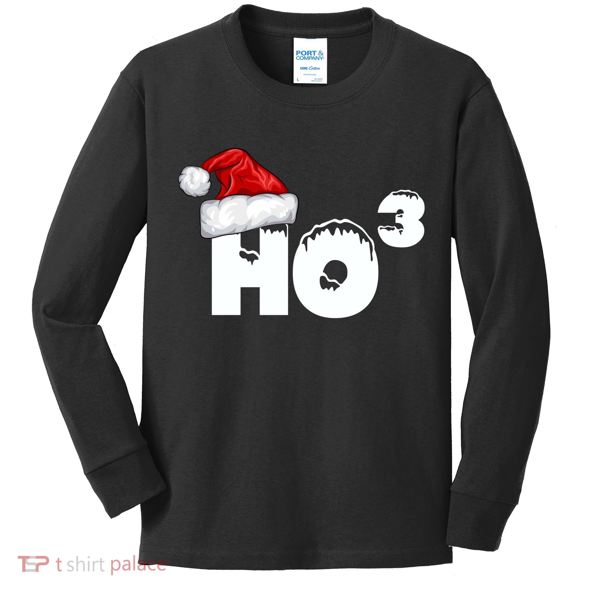 Santa HO HO3 Christmas Funny Kids Long Sleeve Shirt