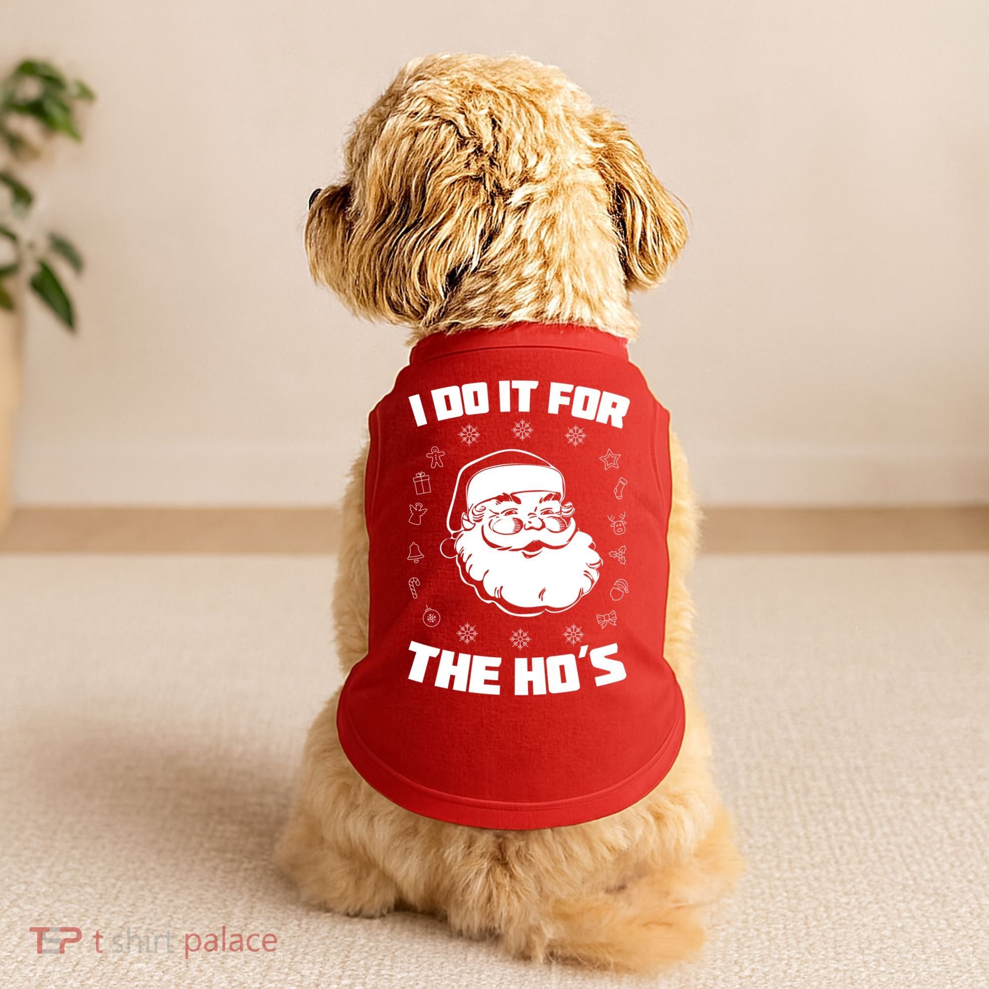 Santa I Do It For The Ho's Funny X-Mas Doggie Tank