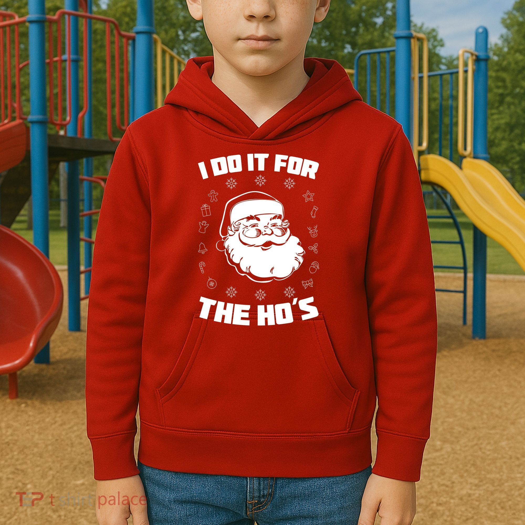 Santa I Do It For The Ho's Funny X-Mas Kids Hoodie