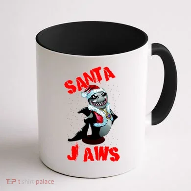 Santa Jaws Christmas Coffee Mug back
