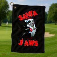 Santa Jaws Christmas Golf Towel thumb 1