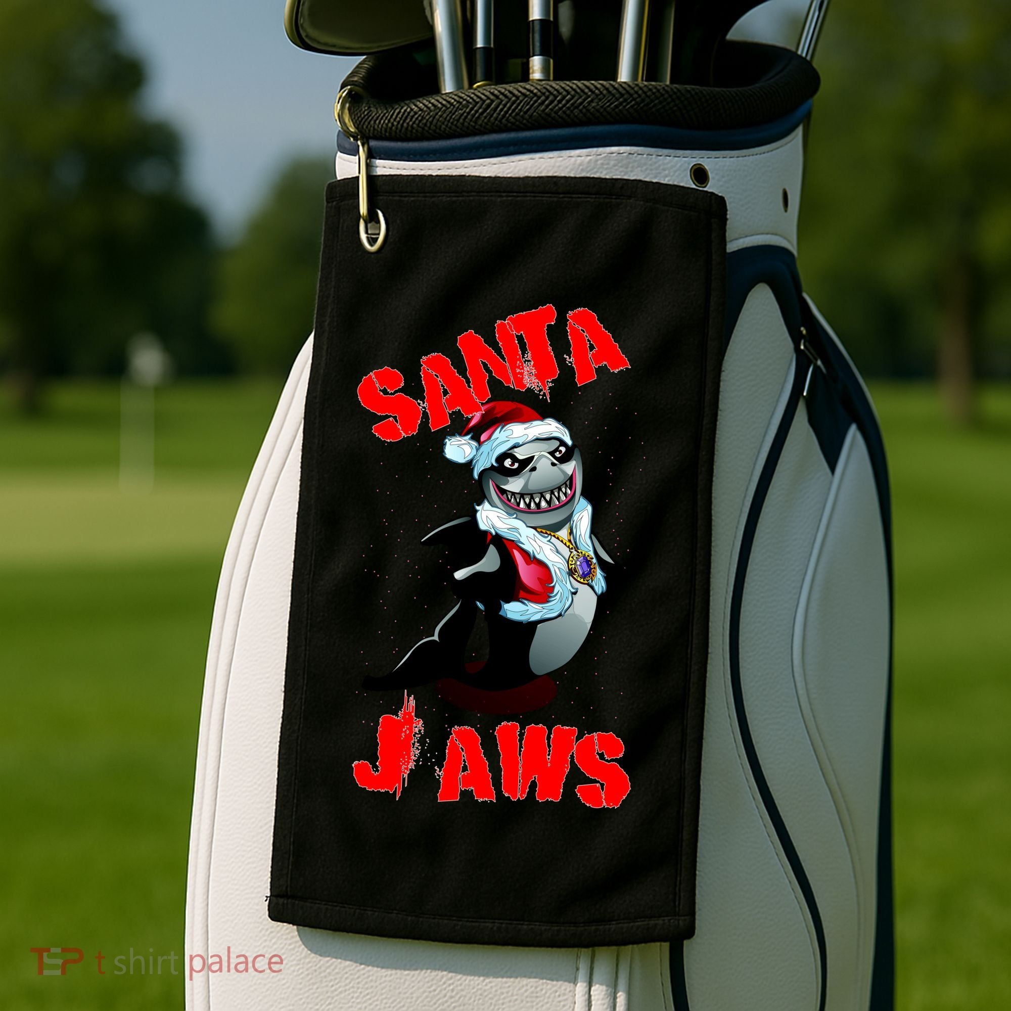 Santa Jaws Christmas Golf Towel