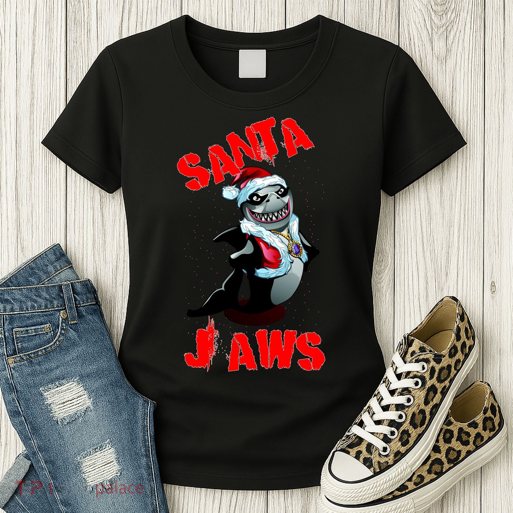 Santa Jaws Christmas Women's T-Shirt
