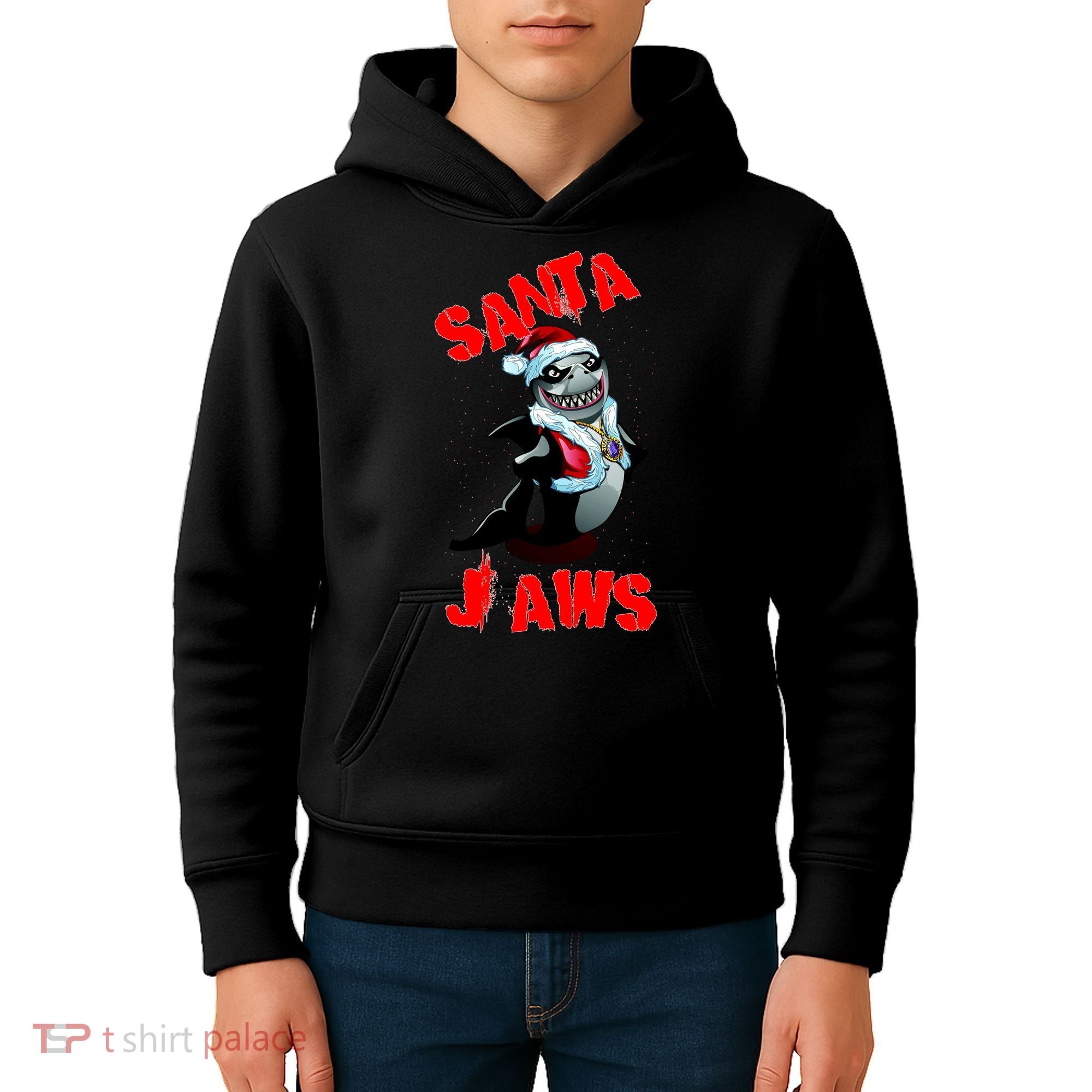 Santa Jaws Christmas Kids Hoodie