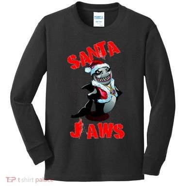 Santa Jaws Christmas Kids Long Sleeve Shirt
