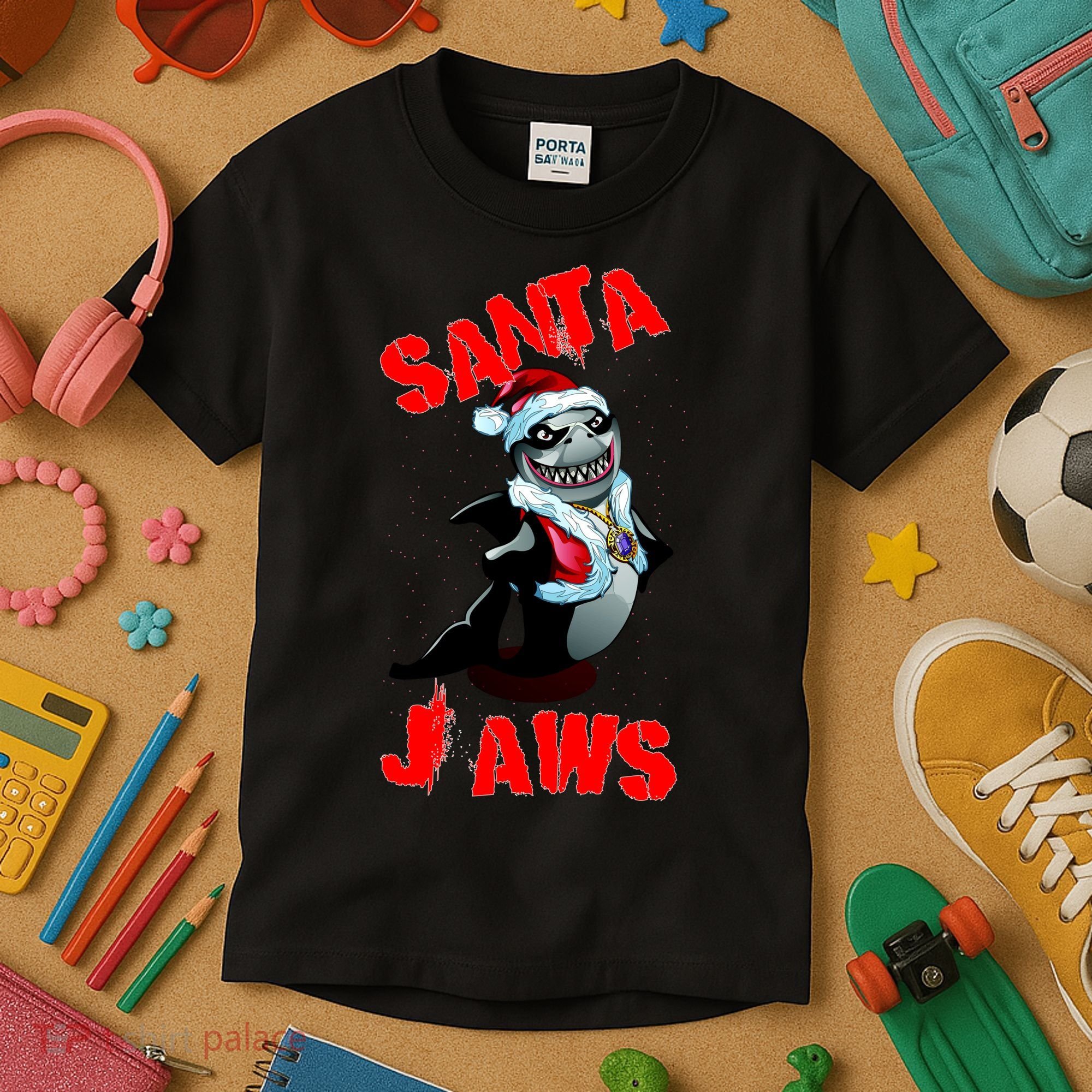 Santa Jaws Christmas Kids T-Shirt
