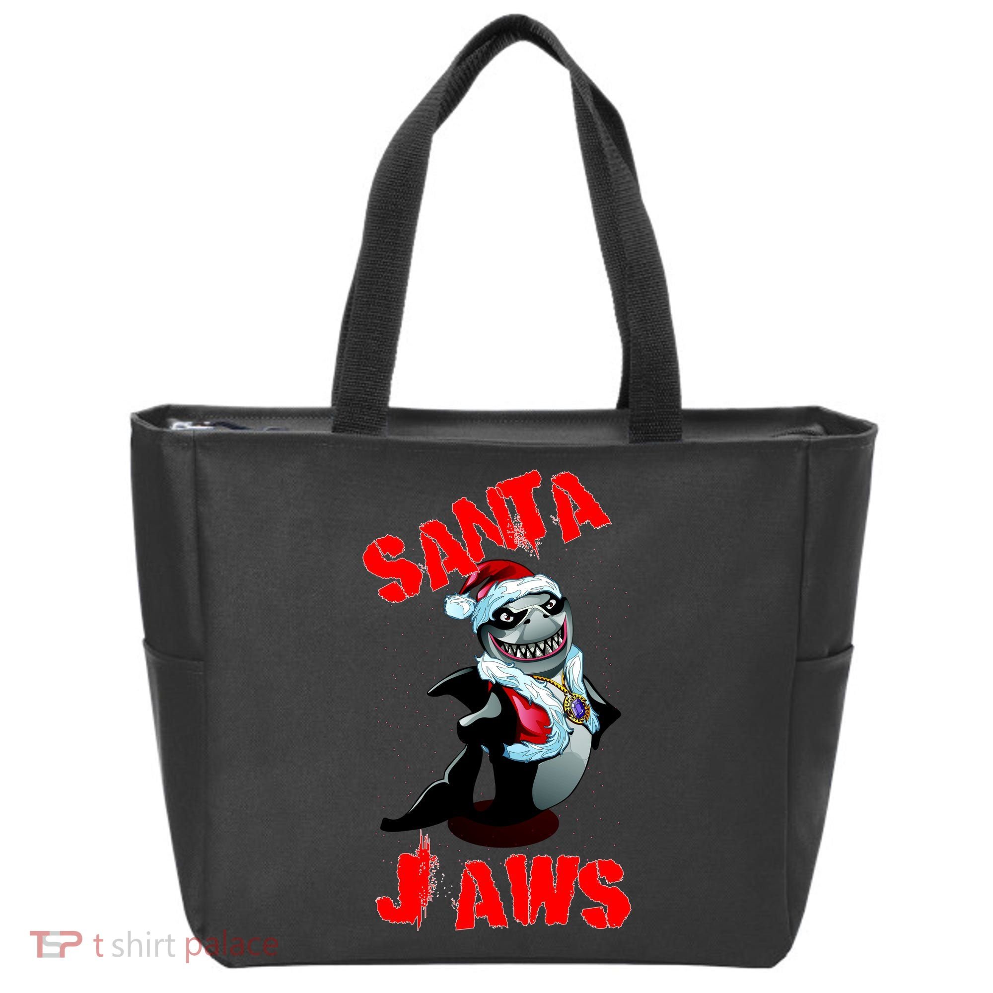 Santa Jaws Christmas Tote Bag