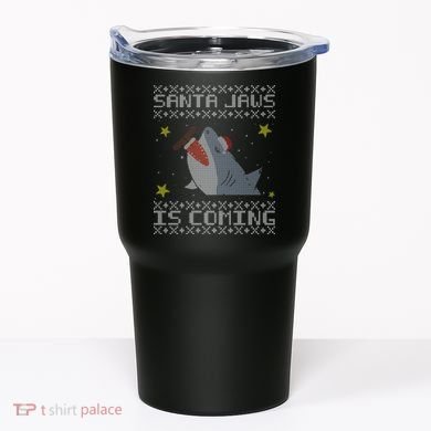 Santa Jaws Is Coming Ugly Christmas Tumbler