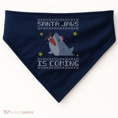 Santa Jaws Is Coming Ugly Christmas USA-Made Doggie Bandana
