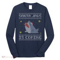 Santa Jaws Is Coming Ugly Christmas Long Sleeve Shirt thumb 0