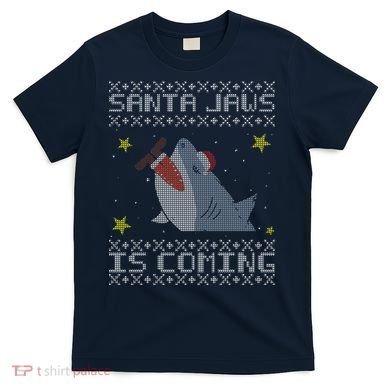 Santa Jaws Is Coming Ugly Christmas T-Shirt