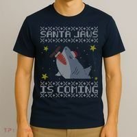 Santa Jaws Is Coming Ugly Christmas T-Shirt thumb 3