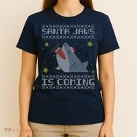 Santa Jaws Is Coming Ugly Christmas T-Shirt thumb 4