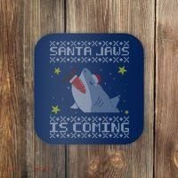 Santa Jaws Is Coming Ugly Christmas Coaster thumb 0