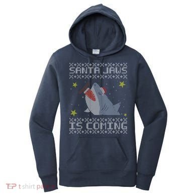 Santa Jaws Is Coming Ugly Christmas Women's Hoodie
