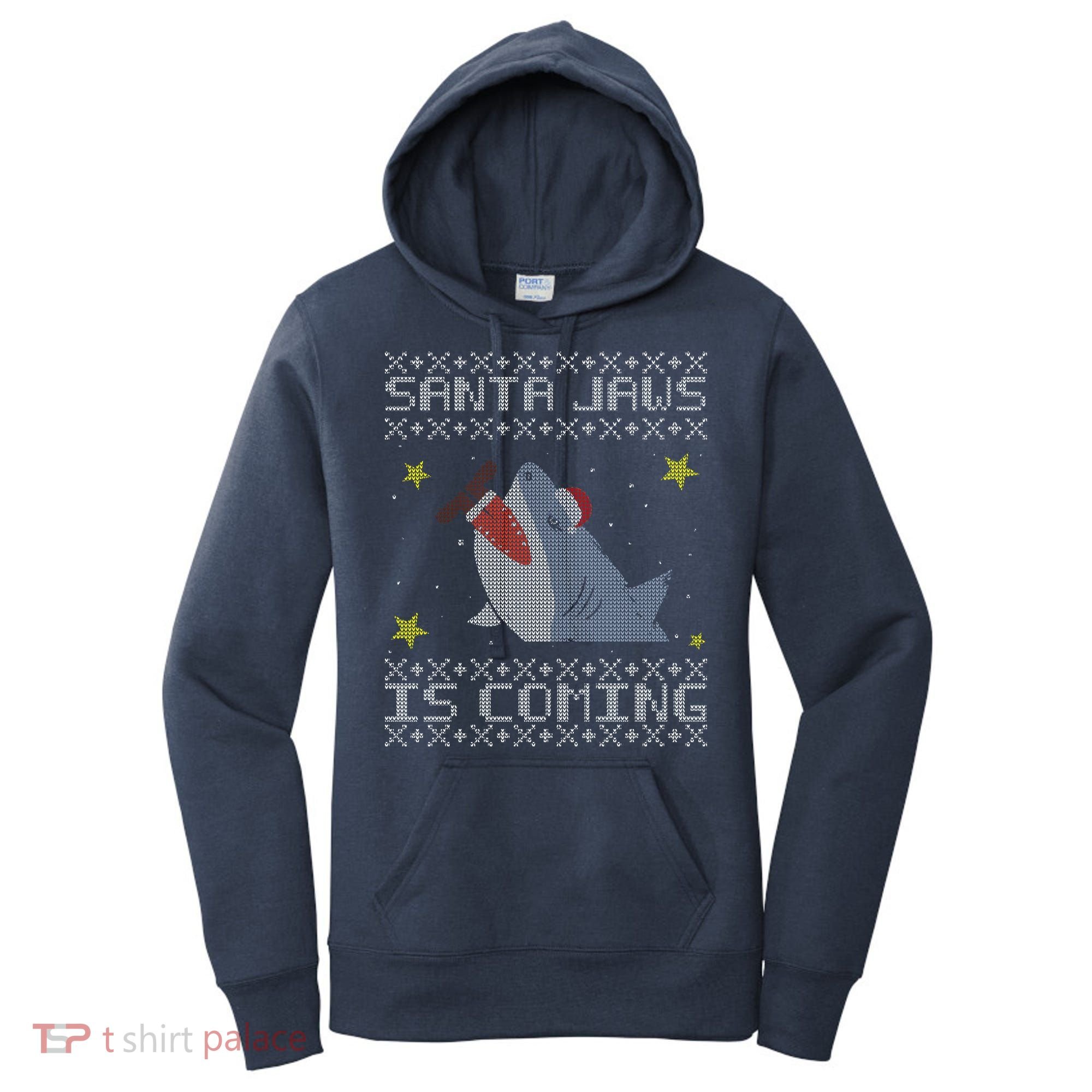 Santa Jaws Is Coming Ugly Christmas Women's Hoodie