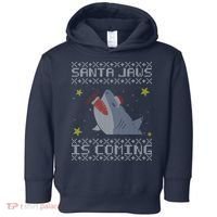 Santa Jaws Is Coming Ugly Christmas Toddler Hoodie thumb 0