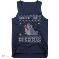 Santa Jaws Is Coming Ugly Christmas Tank Top thumb 0
