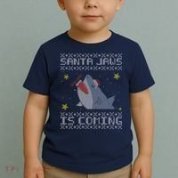 Santa Jaws Is Coming Ugly Christmas Toddler T-Shirt thumb 2