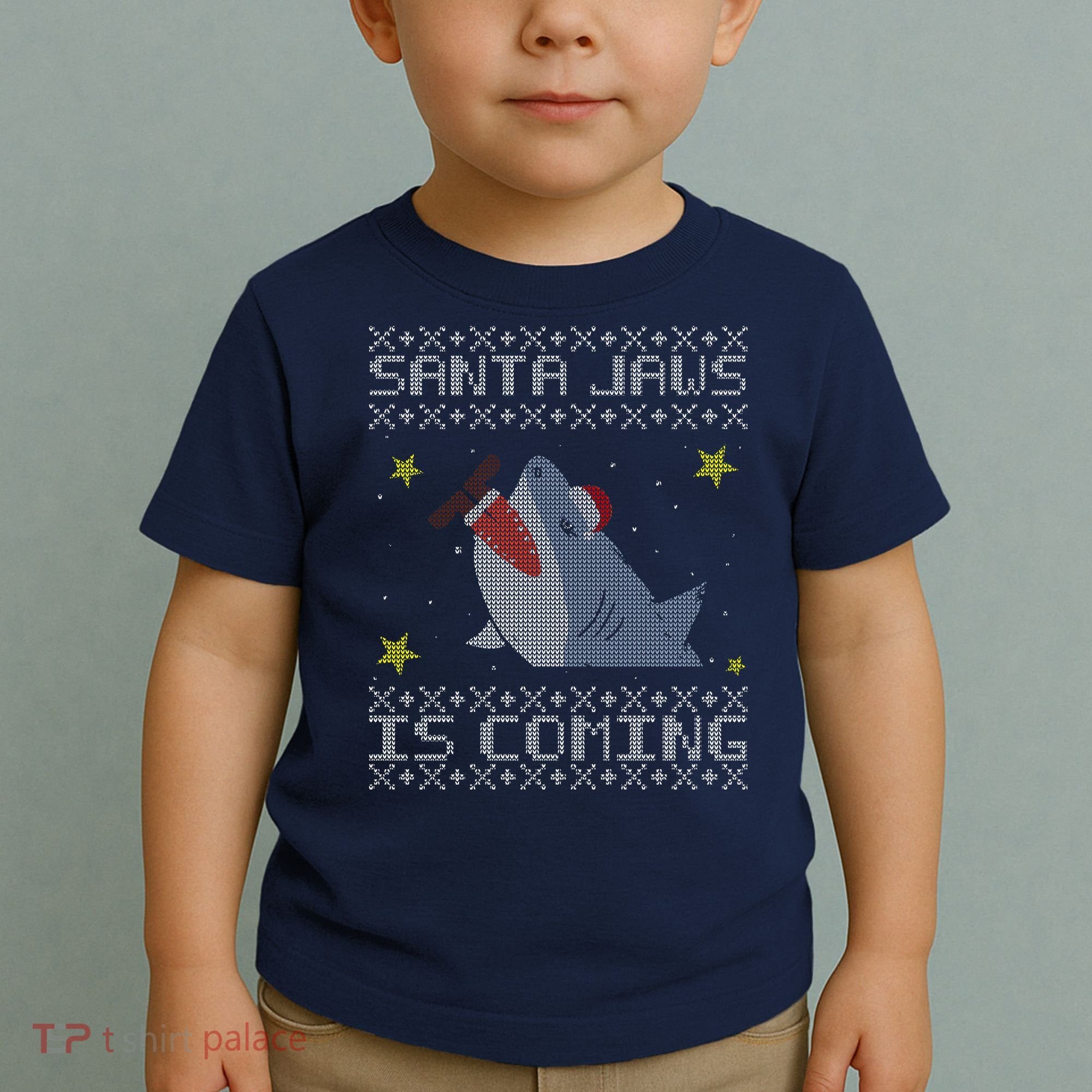 Santa Jaws Is Coming Ugly Christmas Toddler T-Shirt