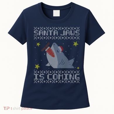 Santa Jaws Is Coming Ugly Christmas Women's T-Shirt