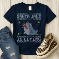 Santa Jaws Is Coming Ugly Christmas Women's T-Shirt thumb 3