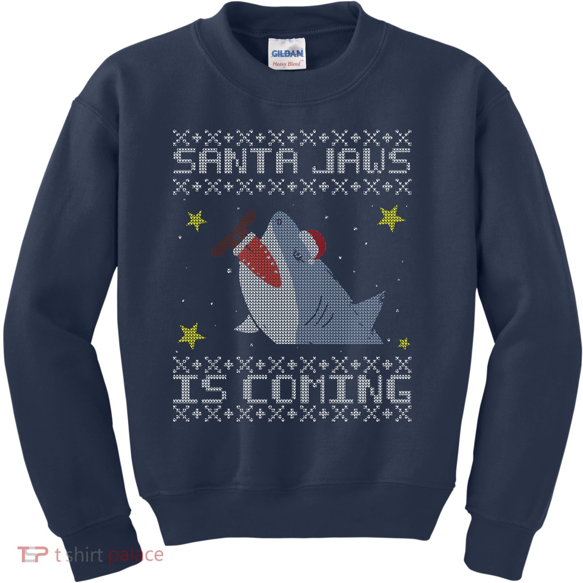 Santa Jaws Is Coming Ugly Christmas Kids Sweatshirt