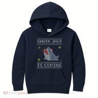 Santa Jaws Is Coming Ugly Christmas Kids Hoodie thumb 0