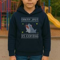 Santa Jaws Is Coming Ugly Christmas Kids Hoodie thumb 3