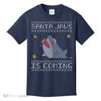 Santa Jaws Is Coming Ugly Christmas Kids T-Shirt thumb 0