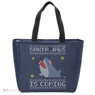 Santa Jaws Is Coming Ugly Christmas Tote Bag