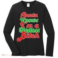 Santa Knows I'm A Badass B*tch Women's Long Sleeve Shirt thumb 0
