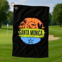 Santa Monica California Golf Towel thumb 1