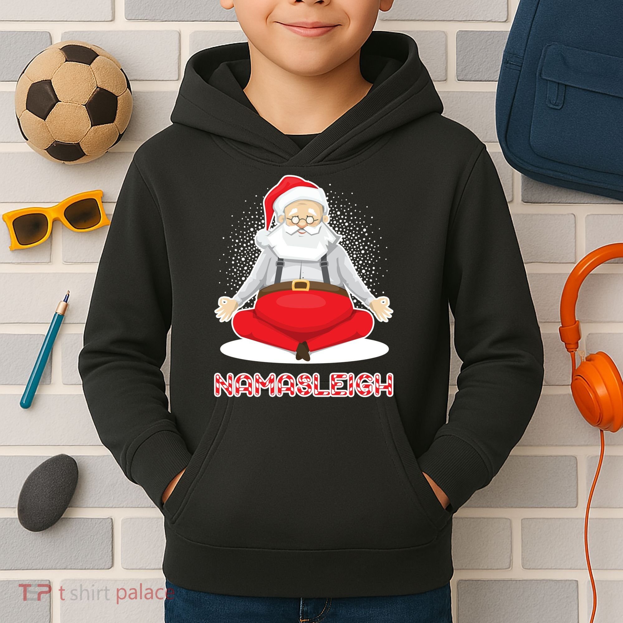 Santa Namasleigh Kids Hoodie