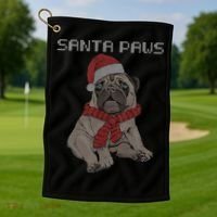 Santa Paws Pug Golf Towel thumb 1