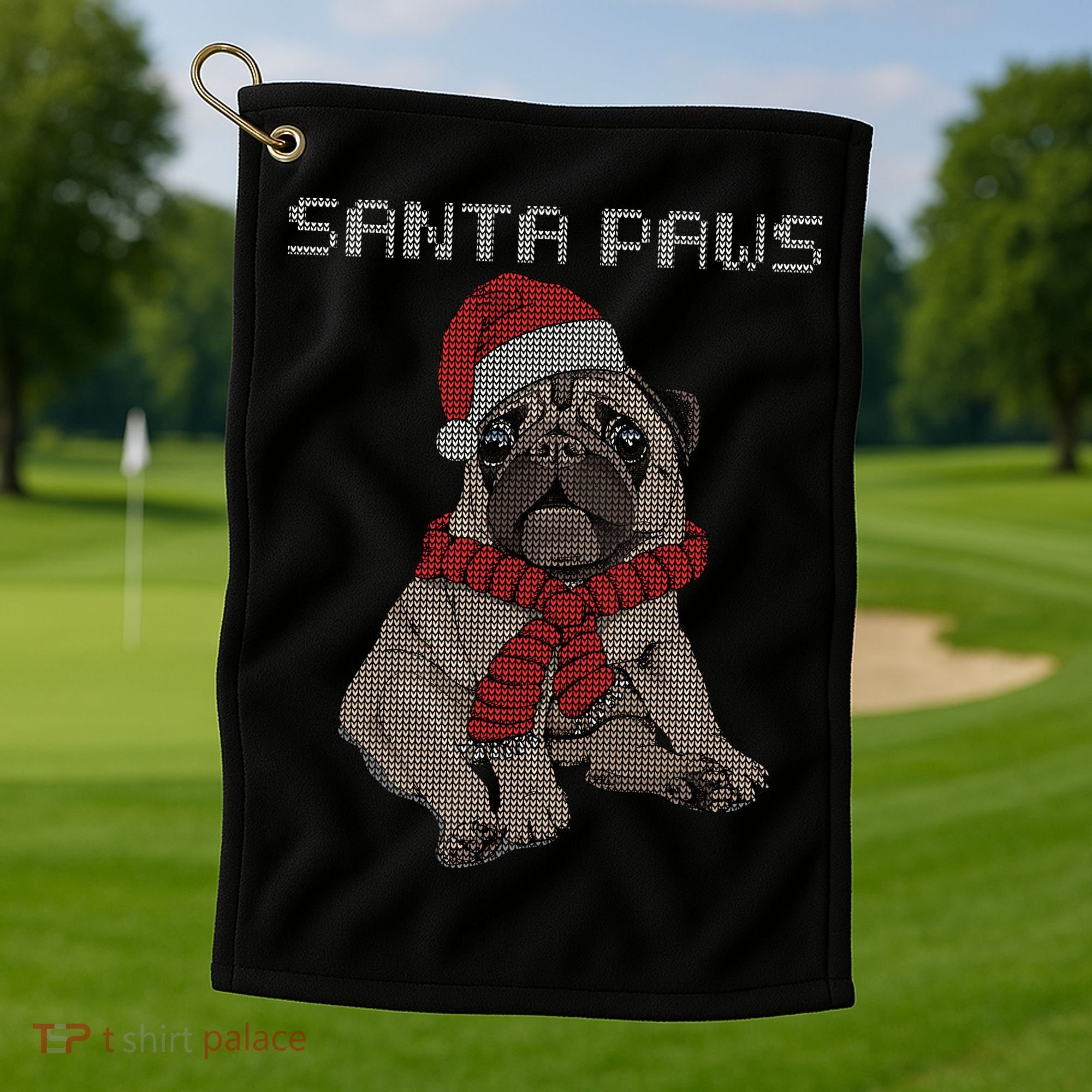 Santa Paws Pug Golf Towel